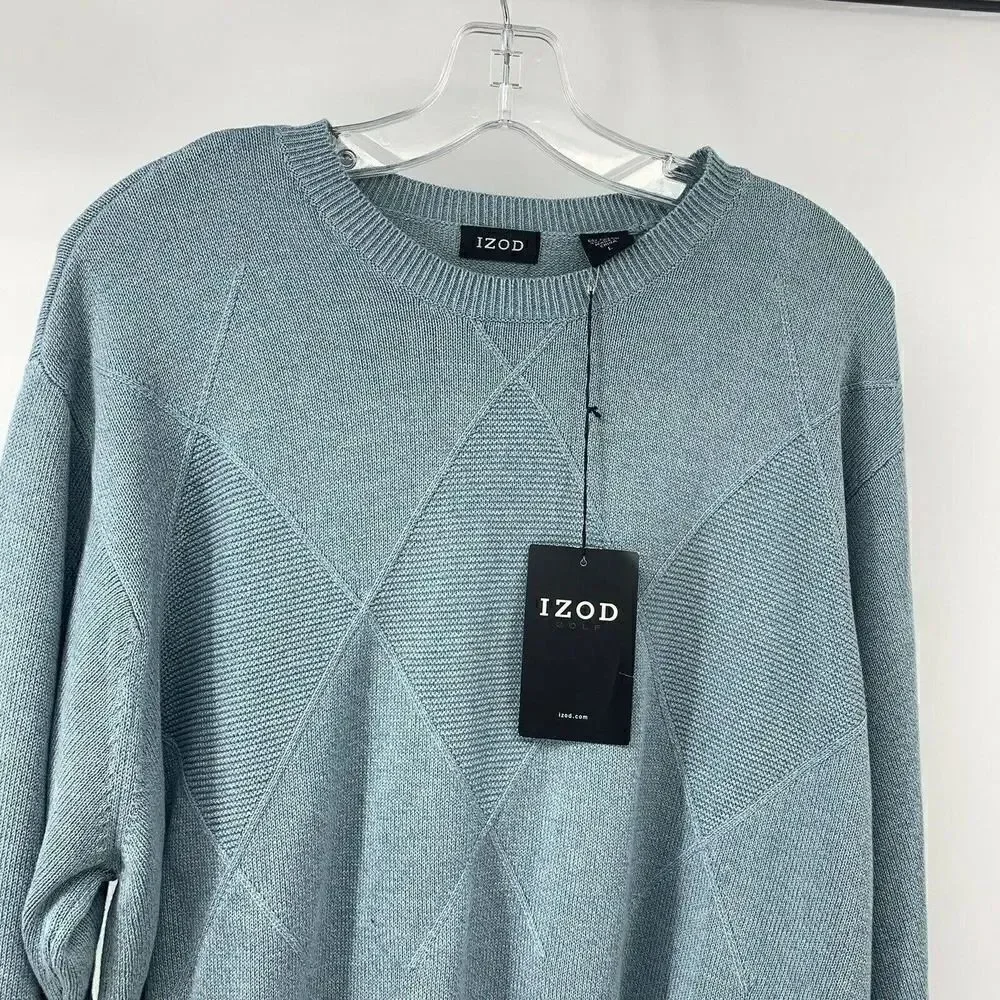 IZOD Golf Mens Sweater Blue Argyle Large New